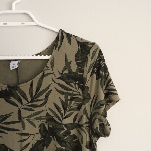 Old Navy Women's‎ MP Green Floral T-Shirt Crew Short Sleeve Stretch Midi Dress - Picture 5 of 9